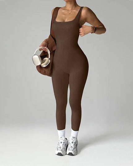 Women's Seamless Slim Fit One-Piece Jumpsuit with High Elasticity