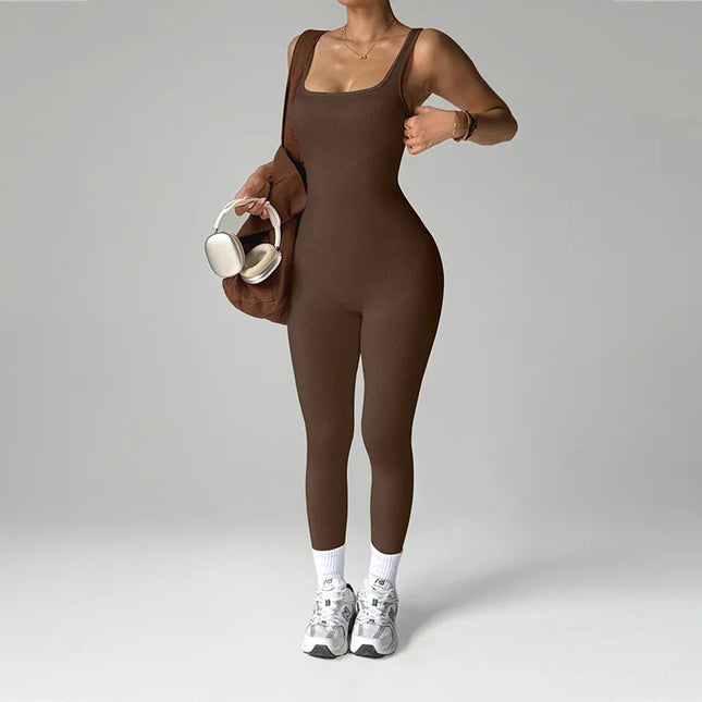Women's Seamless Slim Fit One-Piece Jumpsuit with High Elasticity