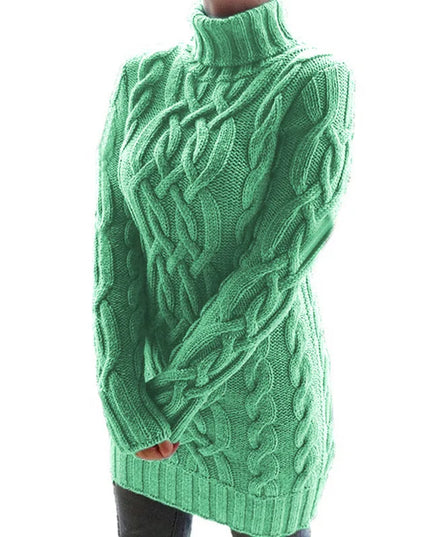 Women's Thick Turtleneck Sweater Dress - Long Sleeve Knitted Dress for Women