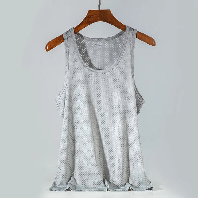 Men's Ice Silk Transparent Mesh Tank Top -  Various Colors