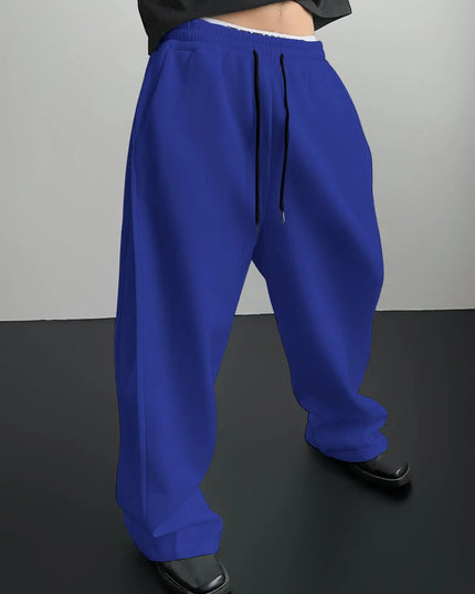 Unisex Wide Leg Sweatpants with Elastic Waist and Drawstring