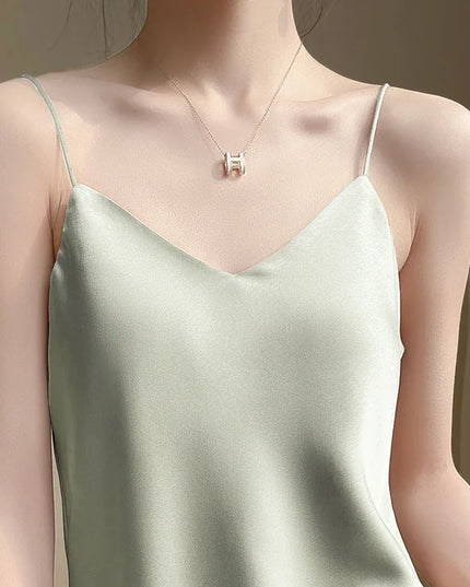 Women's V-Neck Spaghetti Strap Blouse – Stylish & Flowy Top for Women