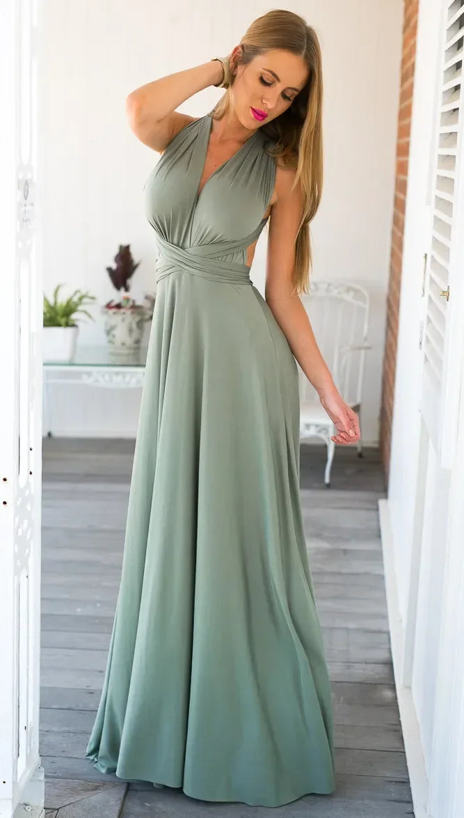 Convertible Red Bandage Dress for Women - Multiway Long Wrap Style