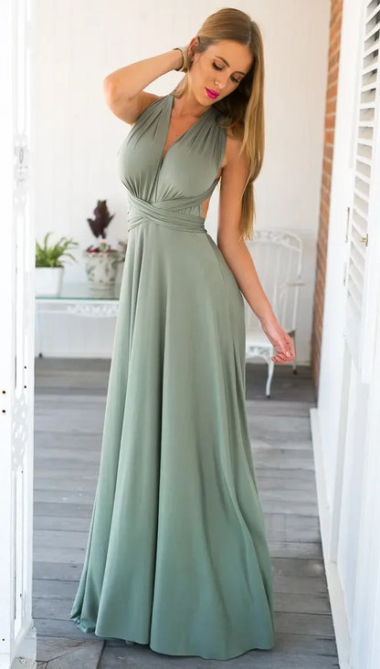 Convertible Red Bandage Dress for Women - Multiway Long Wrap Style