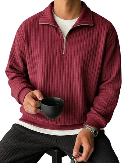 Men’s Striped Quarter-Zip Pullover Sweatshirt