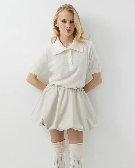 Knitted Women's Short Sleeve Polo T-Shirt