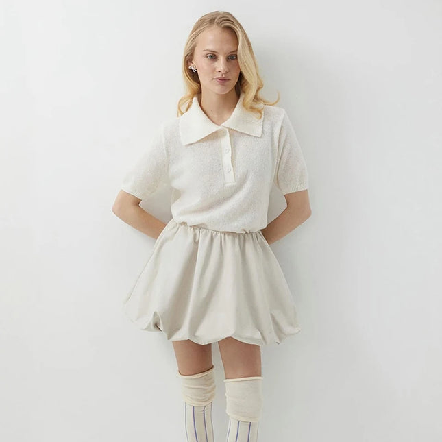 Knitted Women's Short Sleeve Polo T-Shirt