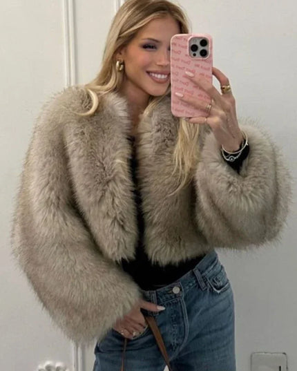 Elegant Women's Long Sleeve Loose Thick Faux Fur Coat