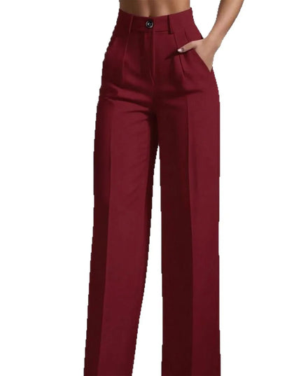 High-Waisted Straight Leg Pants for Women with Button Fly
