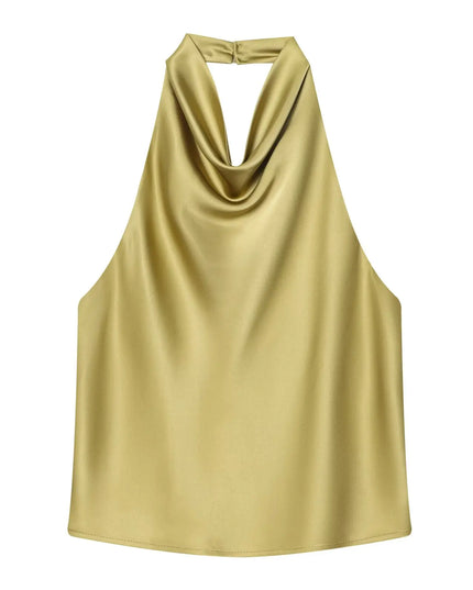 Satin Women's Halter Backless Sleeveless Blouse