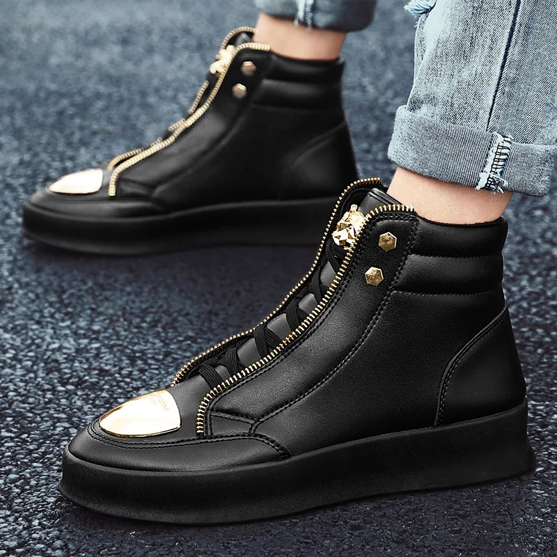 Men's Zippered High Top Sneakers - Various Colors