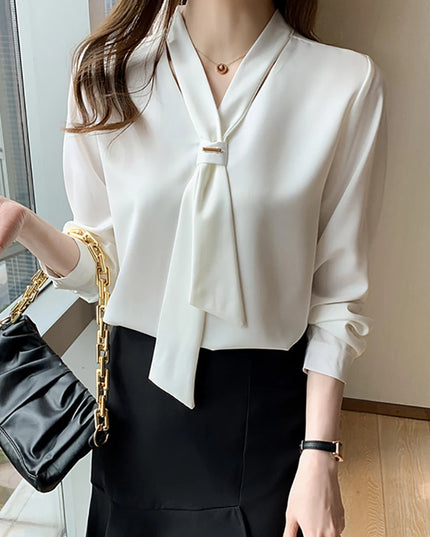 Women's Long Sleeve Chiffon Blouse Shirt