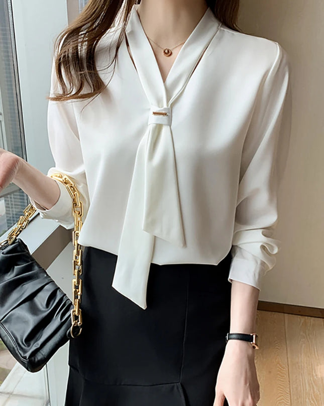 Women's Long Sleeve Chiffon Blouse Shirt