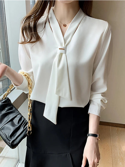 Women's Long Sleeve Chiffon Blouse Shirt