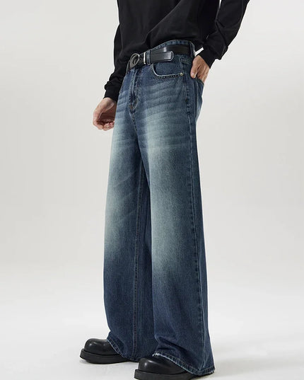 Men's Retro Washed Wide Leg Denim Jeans