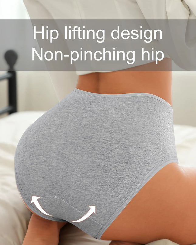 4-Piece Women's High-Waisted Tummy Control Underwear Cotton Soft Stretch Briefs