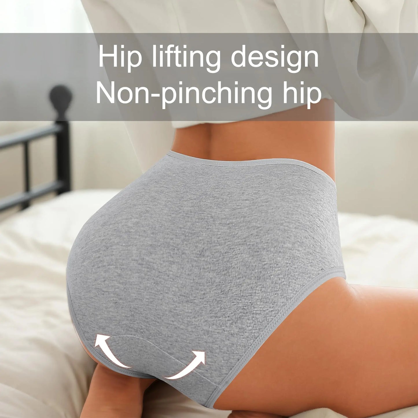 4-Piece Women's High-Waisted Tummy Control Underwear Cotton Soft Stretch Briefs