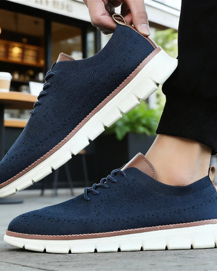 Men's Breathable Casual Shoes with Shock Absorption and Lace-Up Design