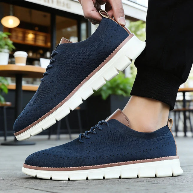 Men's Breathable Casual Shoes with Shock Absorption and Lace-Up Design