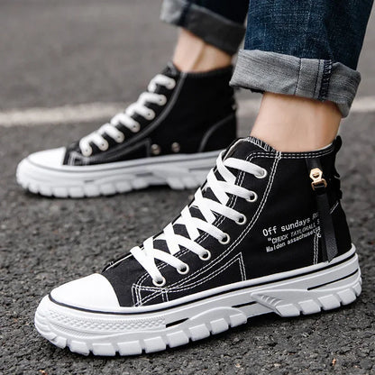 Men's High-Top Canvas Lace-Up Sneakers