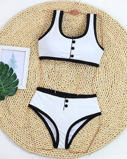 Women's High Waist Ribbed Bikini Set |- Stylish Two-Piece Swimsuit for Women