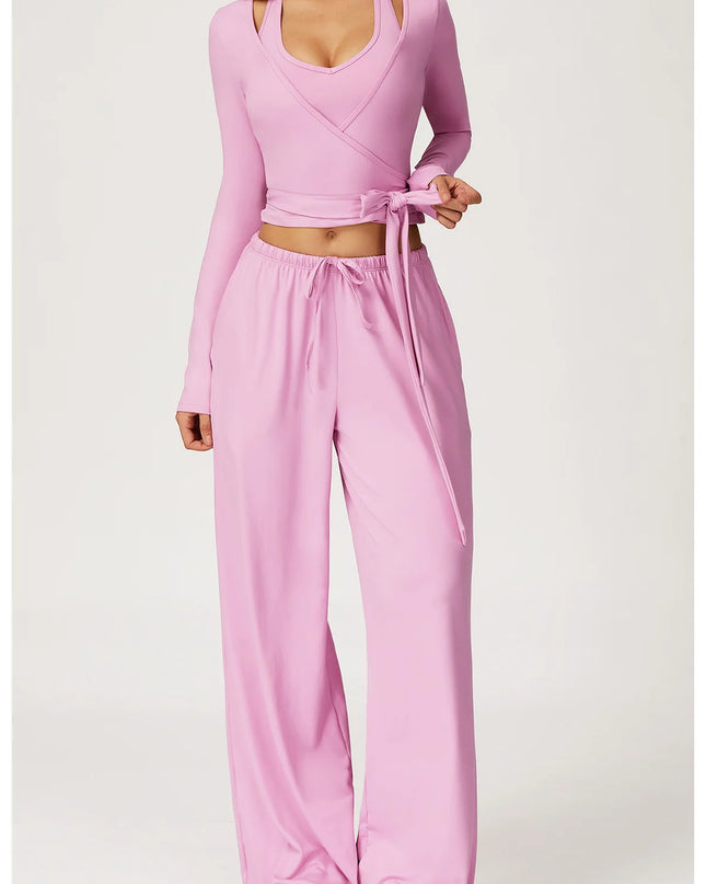 Women's 2/3 Pieces Quick-Dry Vest/Cropped Top and Drawstring Pants Set