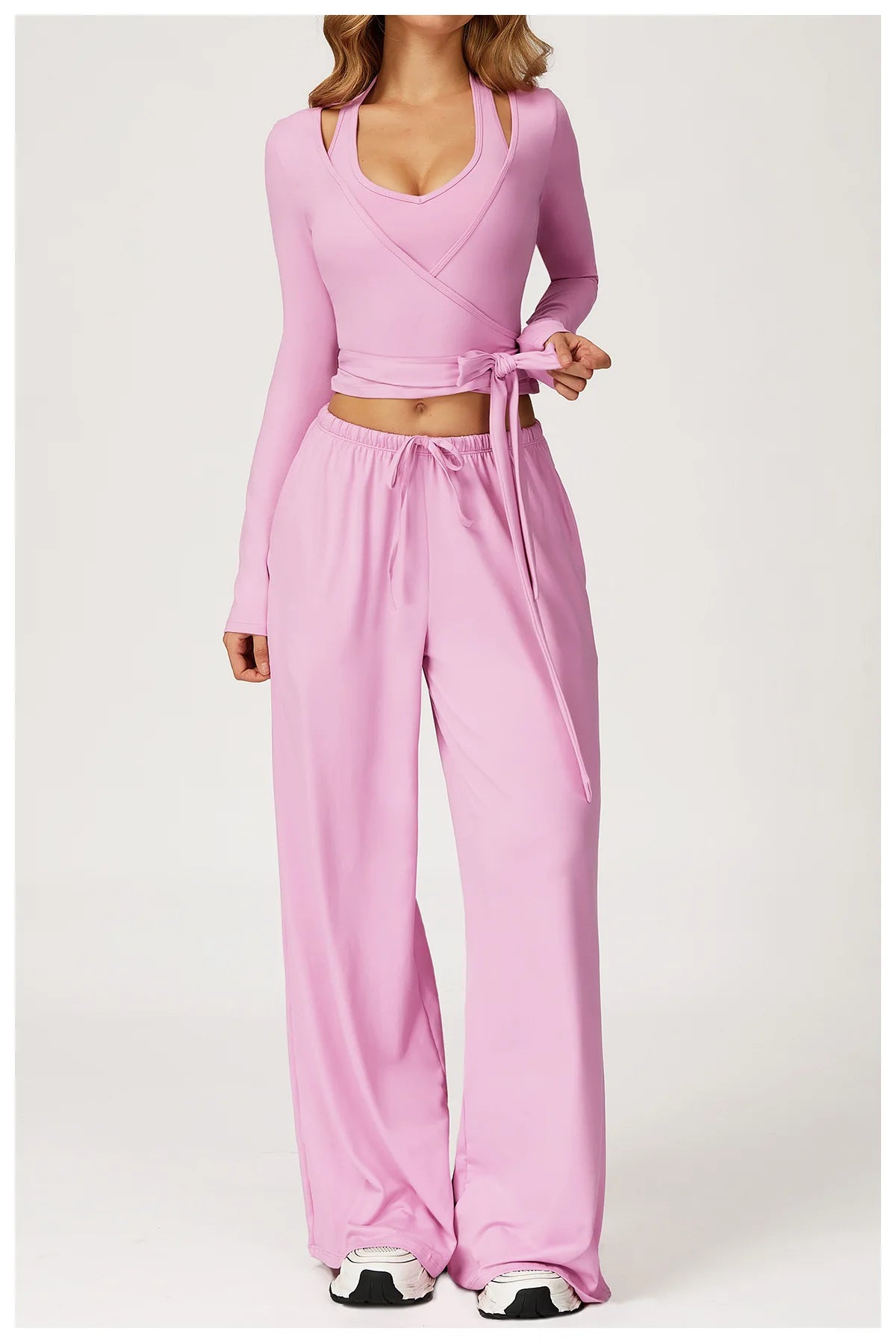 Women's 2/3 Pieces Quick-Dry Vest/Cropped Top and Drawstring Pants Set