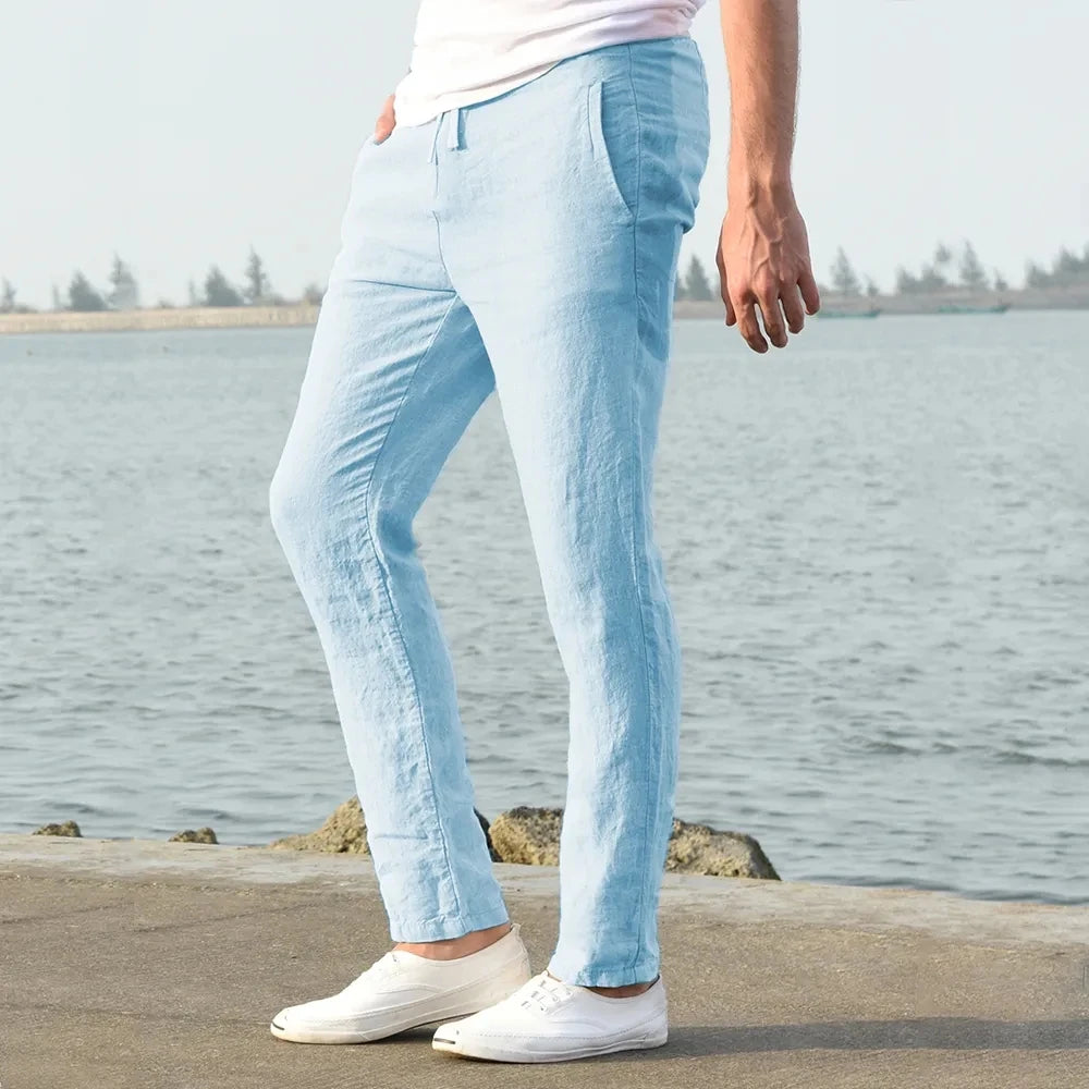 Men's Breathable Cotton Linen Pants - Lightweight & Comfortable Casual Trousers