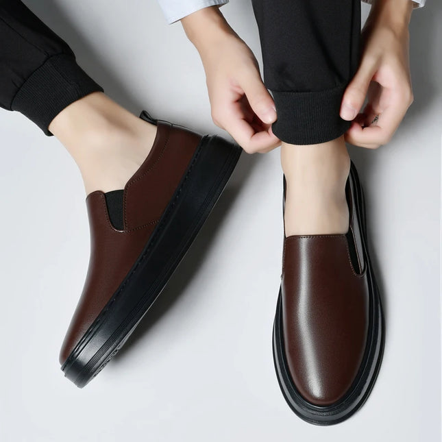 Men's Genuine Leather Slip-On Casual Shoes with Soft Sole