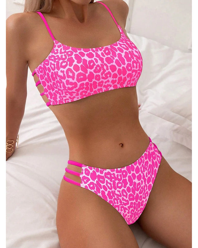 Leopard Print Women’s Bikini Swimsuit - High Waist Brazilian Bikini Set