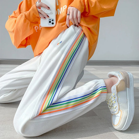 Rainbow High-Waist Joggers for Women 