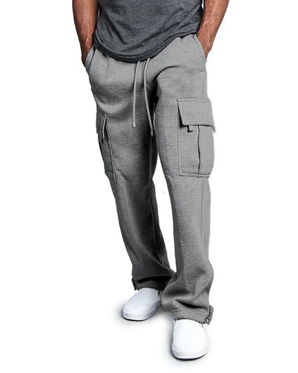Mens Sweatpants Straight Fit Joggers for Sports and Streetwear Loose Oversized Drawstring Long Pants Men Multi-pocket Pants
