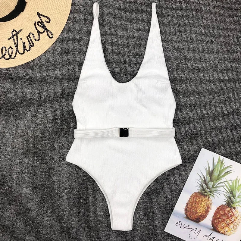 Women's One Piece Swimsuit - V-Neck Bodysuit Swimsuit