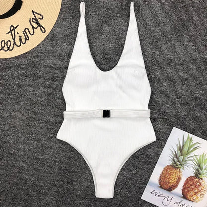 Women's One Piece Swimsuit - V-Neck Bodysuit Swimsuit