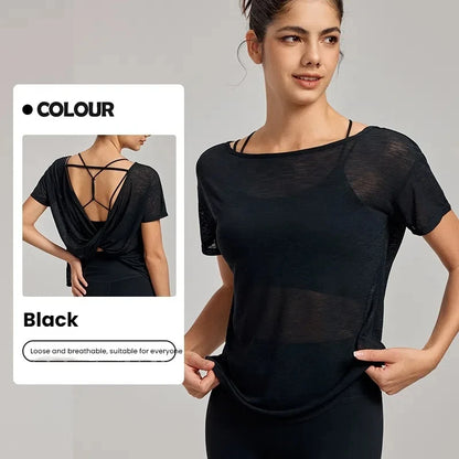 Women's Lightweight Loose-Fit Breathable Sheer Mesh Top