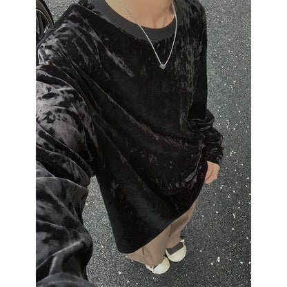 Men's Velvet Long Sleeve O-Neck Loose Fit Sweater