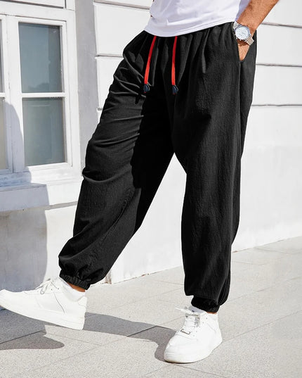 Men's Loose Fit Cotton-Linen Harem Sweatpants