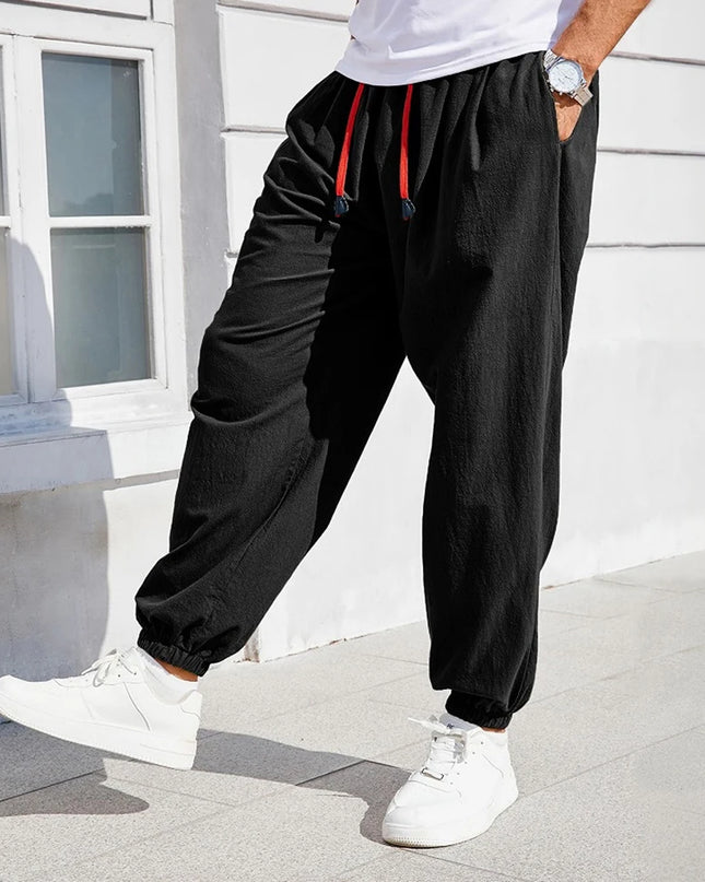 Men's Loose Fit Cotton-Linen Harem Sweatpants