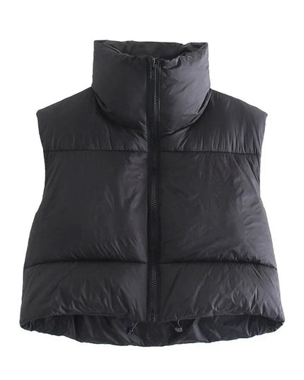 Women's Cotton Parka Jacket with Down Vest and Stand-Up Collar