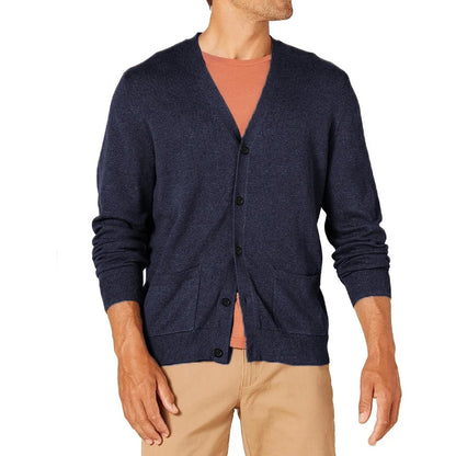Men's Vintage Long Sleeve Button-Front V-Neck Knitted Cardigan
