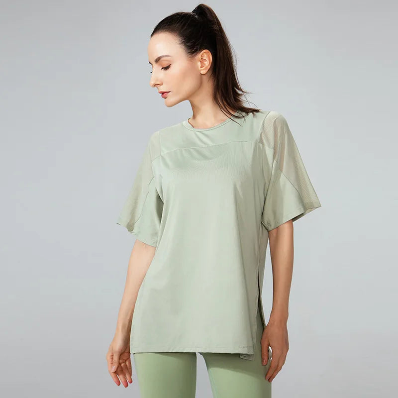 Women's Loose Fit Quick Dry T-Shirts with Split Hem