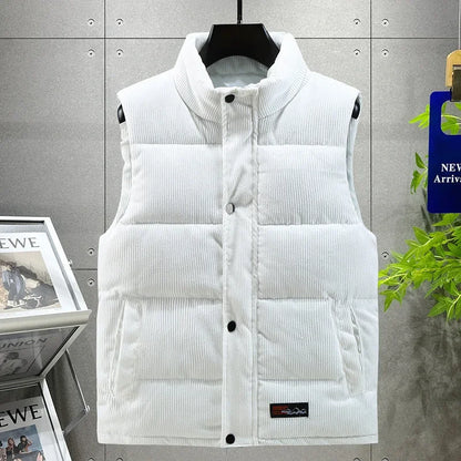 Men's Padded Corduroy Vest Jacket - Thick & Sleeveless