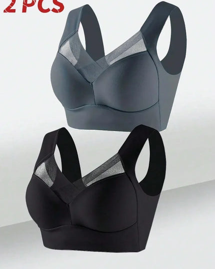 2-Pack Women’s Plus Size Lace Seamless Bras & Bralettes – Backless Wireless Support