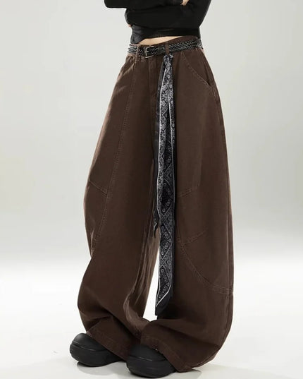 vintage Baggy Women's  Pants Wide Leg  Cotton Long Trousers