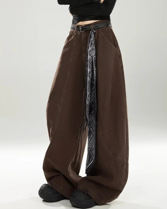 vintage Baggy Women's  Pants Wide Leg  Cotton Long Trousers