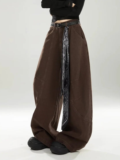 vintage Baggy Women's  Pants Wide Leg  Cotton Long Trousers