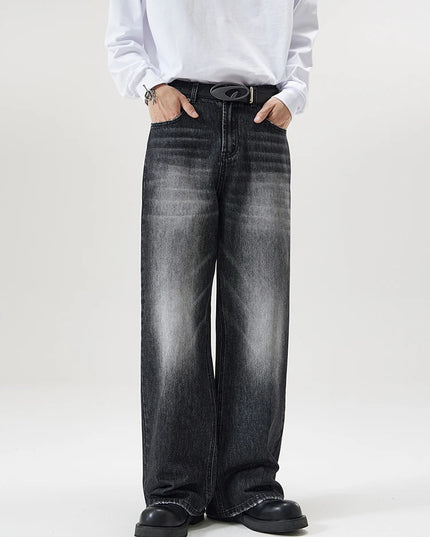 Men's Retro Washed Wide Leg Denim Jeans