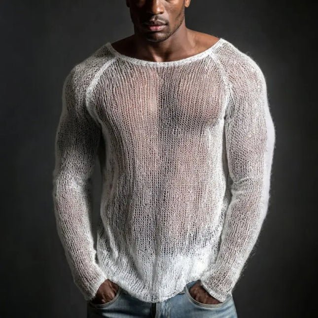 Men's Breathable Transparent Long Sleeve Sweater