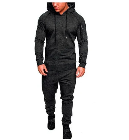 Men's Two-Piece Hooded Sweatshirt & Drawstring Pants Set