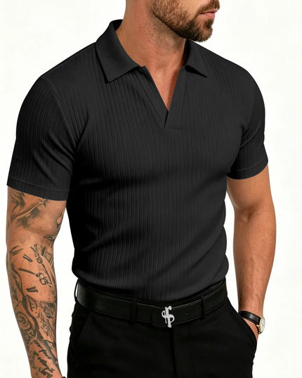 Men's Slim-Fit Knitted V-Neck Short-Sleeve Breathable T-Shirt